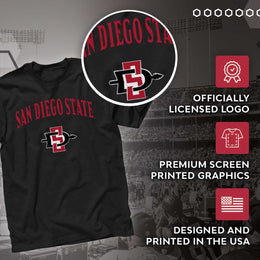 San Diego State Aztecs  Arch and Logo Short Sleeve T-shirt - Black