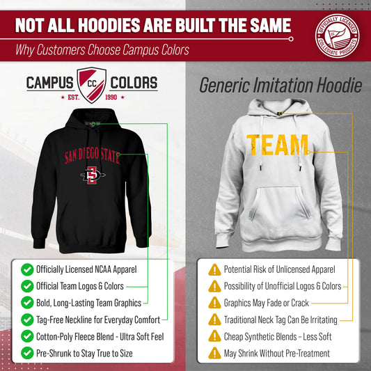 San Diego State Aztecs Adult Arch & Logo Soft Style Gameday Hooded Sweatshirt - Black