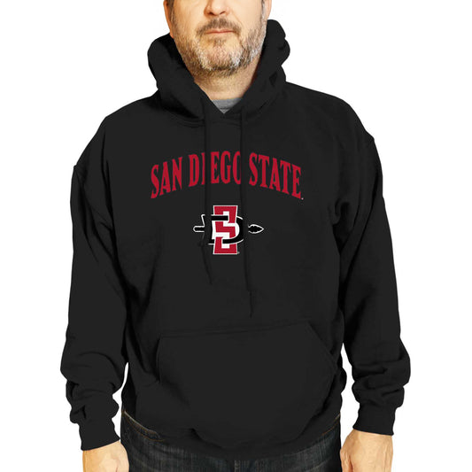 San Diego State Aztecs Adult Arch & Logo Soft Style Gameday Hooded Sweatshirt - Black