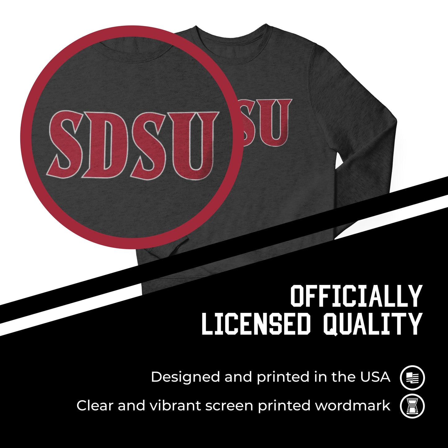 San Diego State Aztecs NCAA Adult Charcoal Crewneck Fleece Sweatshirt - Charcoal