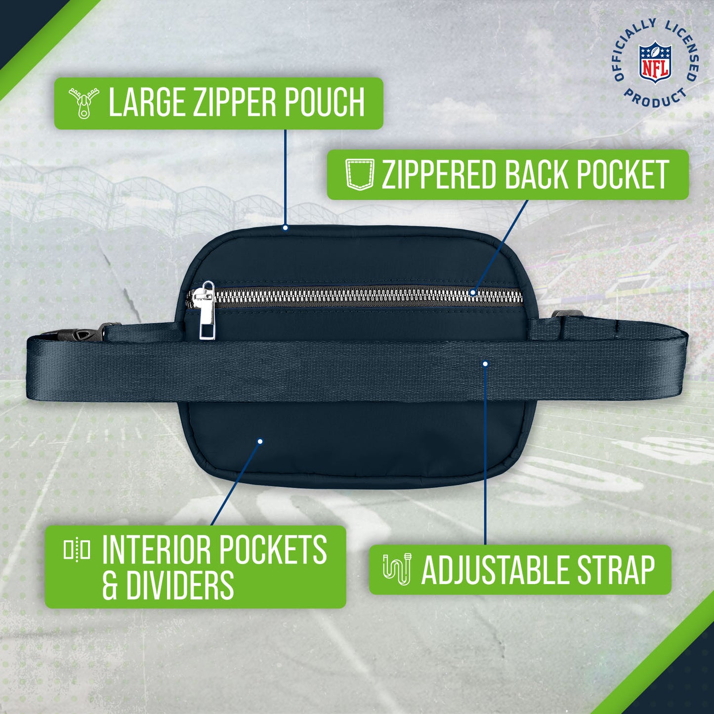 Seattle Seahawks NFL Gameday On The Move Crossbody Belt Bag - Navy