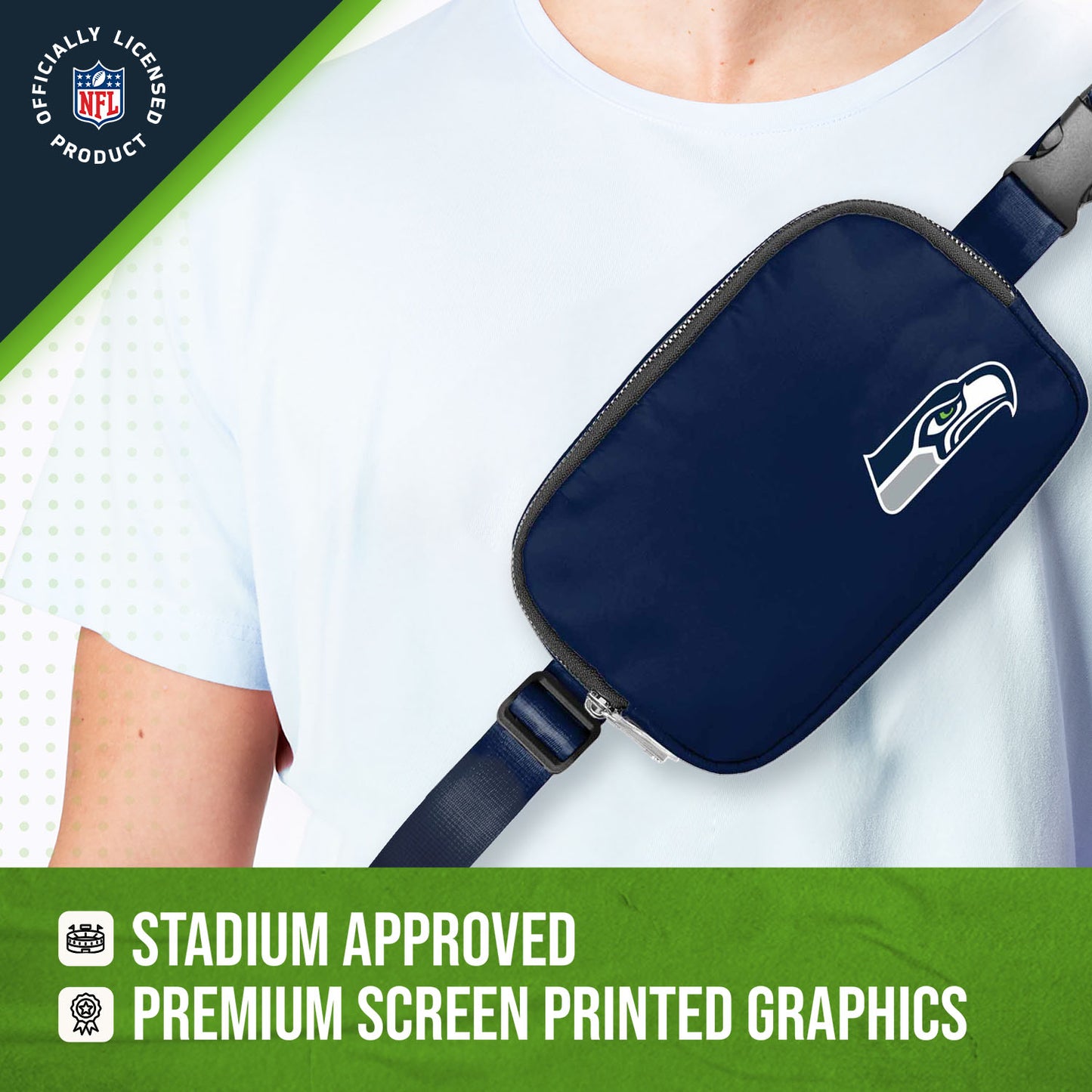 Seattle Seahawks NFL Gameday On The Move Crossbody Belt Bag - Navy