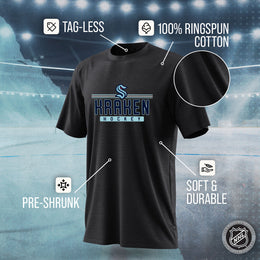 Seattle Kraken Adult NHL Heather Charcoal True Fan Hockey T-Shirt - Charcoal