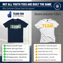 Seattle Seahawks NFL Youth Modern Endzone Football T-Shirt Unisex Tag Free Comfortable - Navy