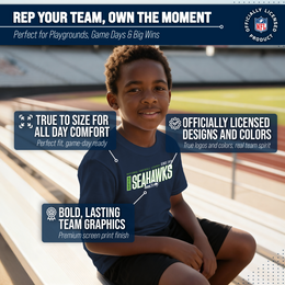 Seattle Seahawks NFL Youth Modern Endzone Football T-Shirt Unisex Tag Free Comfortable - Navy