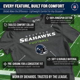 Seattle Seahawks NFL Youth Football Helmet Tagless T-Shirt - Charcoal