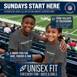 Seattle Seahawks NFL Youth Football Helmet Tagless T-Shirt - Charcoal