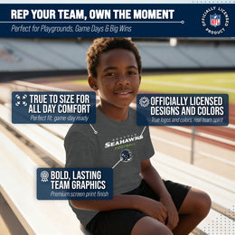 Seattle Seahawks NFL Youth Football Helmet Tagless T-Shirt - Charcoal
