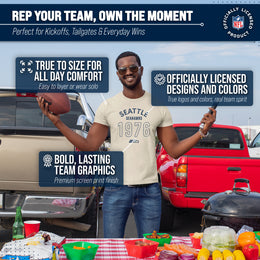 Seattle Seahawks NFL Adult Big Date Tag-Less T-Shirt - Natural