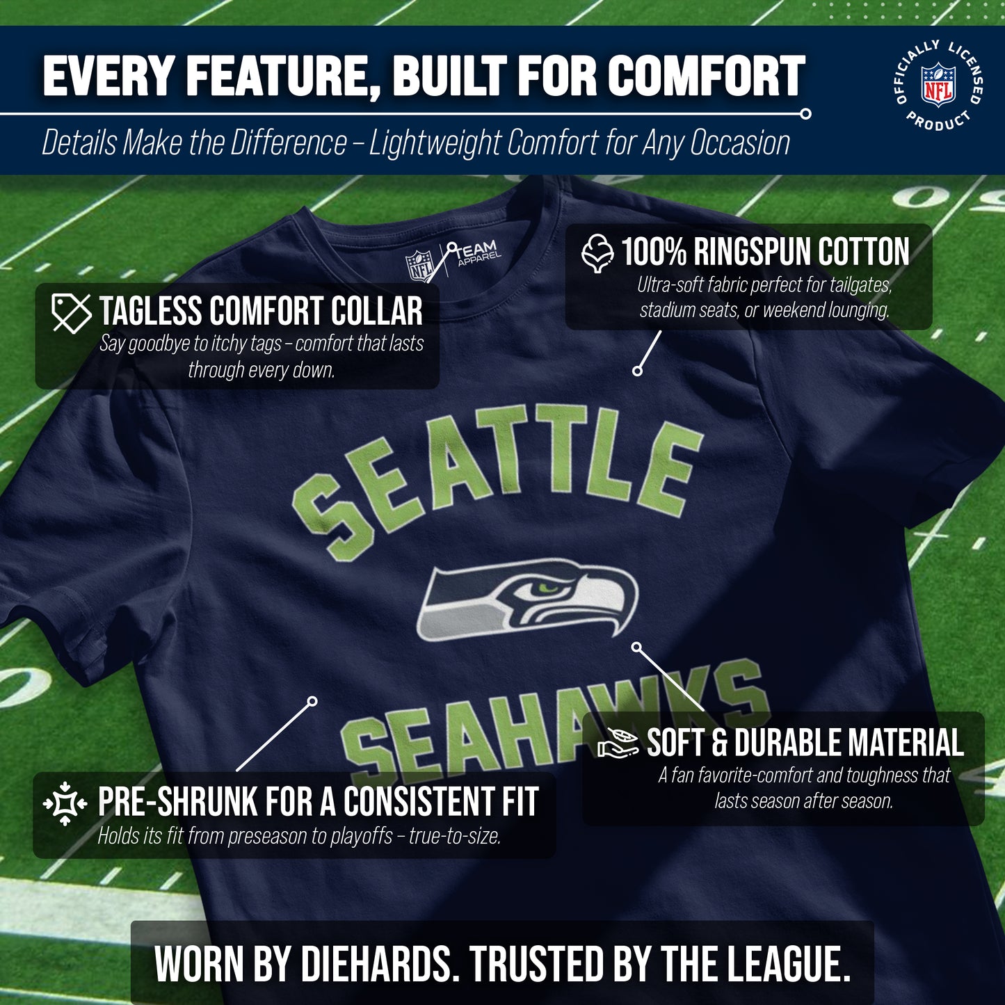 Seattle Seahawks NFL Adult Gameday T-Shirt - Navy