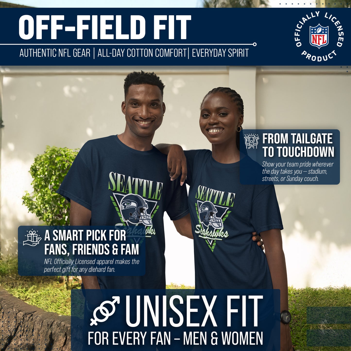 Seattle Seahawks NFL Adult Retro Triangle Unisex T-Shirt - Navy