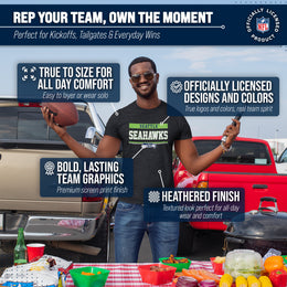 Seattle Seahawks NFL Adult Team Block Tagless T-Shirt - Charcoal