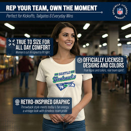 Seattle Seahawks NFL Womens Vintage Charm Tag-Less Soft T-Shirt - Birch