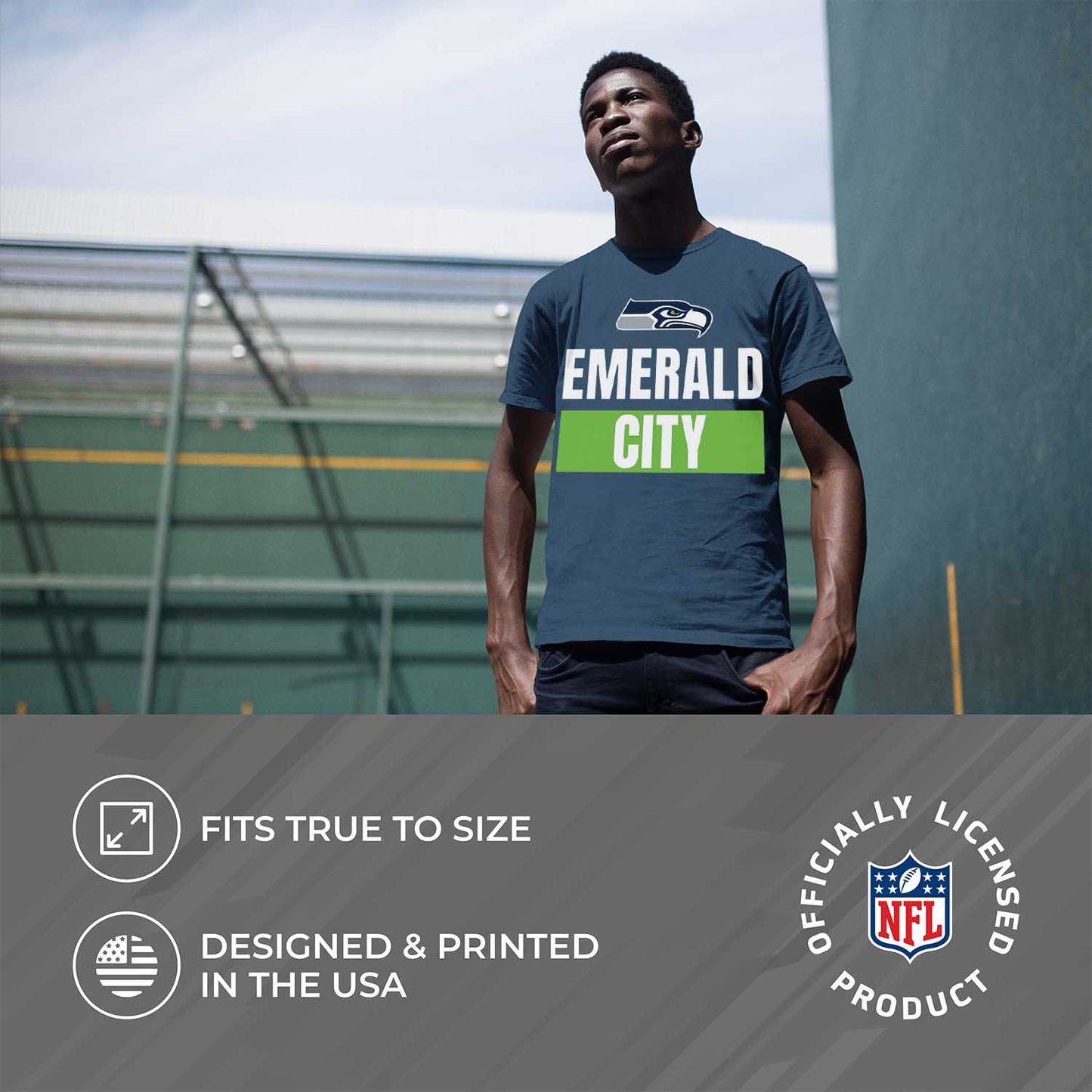 Seattle Seahawks NFL Adult Team Slogan Unisex T-Shirt - Navy