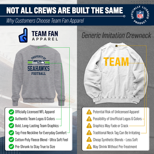 Seattle Seahawks NFL Adult Property Of Crewneck Fleece Sweatshirt - Sport Gray