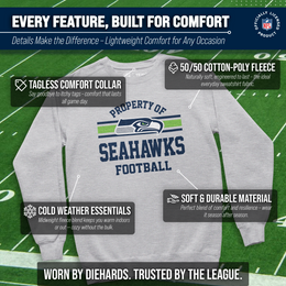 Seattle Seahawks NFL Adult Property Of Crewneck Fleece Sweatshirt - Sport Gray