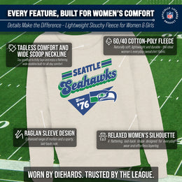 Seattle Seahawks NFL Womens Vintage Charm Slouchy Crewneck - Birch