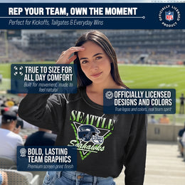 Seattle Seahawks NFL Womens Retro Triangle Slouchy Crewneck - Heather Charcoal