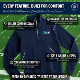 Seattle Seahawks NFL Adult Unisex Team Logo Quarter Zip Pullover Sweatshirt - Navy