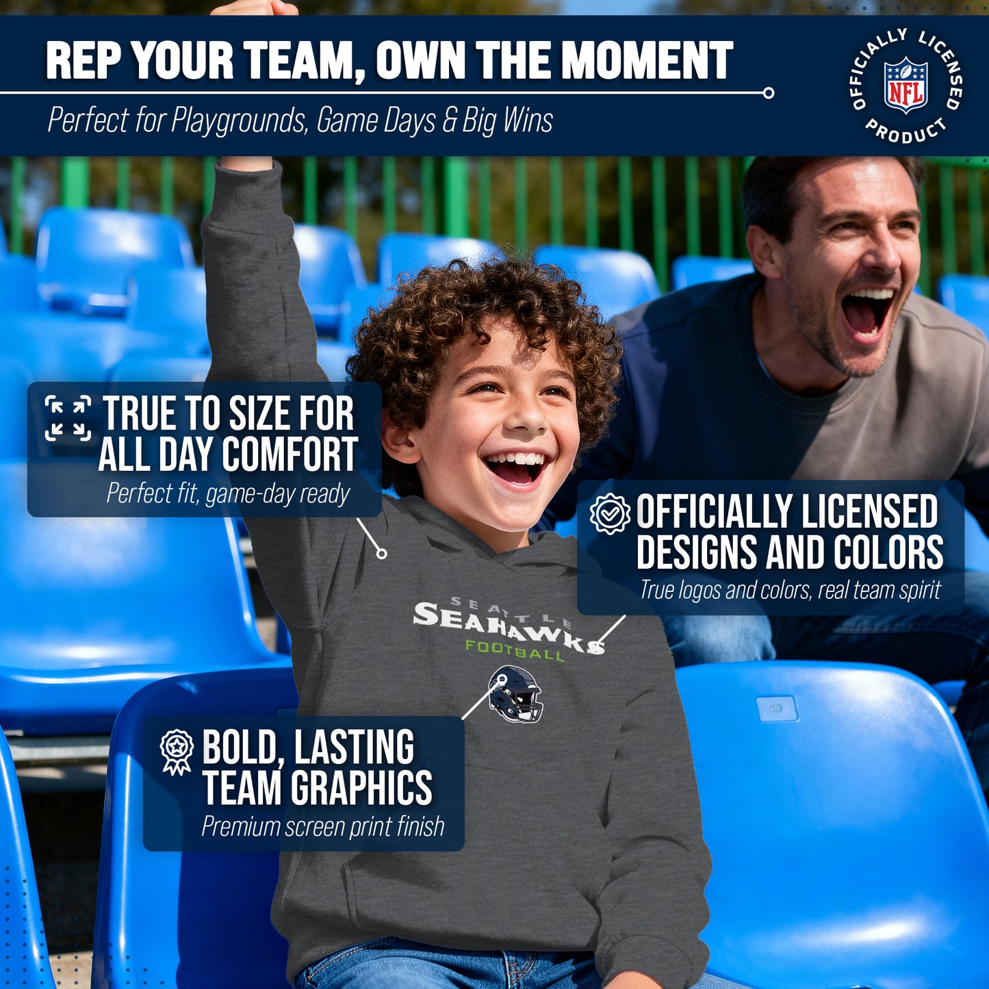 Seattle Seahawks NFL Youth Football Helmet Hood - Charcoal