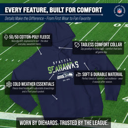 Seattle Seahawks Adult NFL Diagonal Fade Fleece Hooded Sweatshirt - Navy