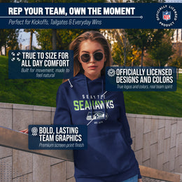 Seattle Seahawks Adult NFL Diagonal Fade Fleece Hooded Sweatshirt - Navy