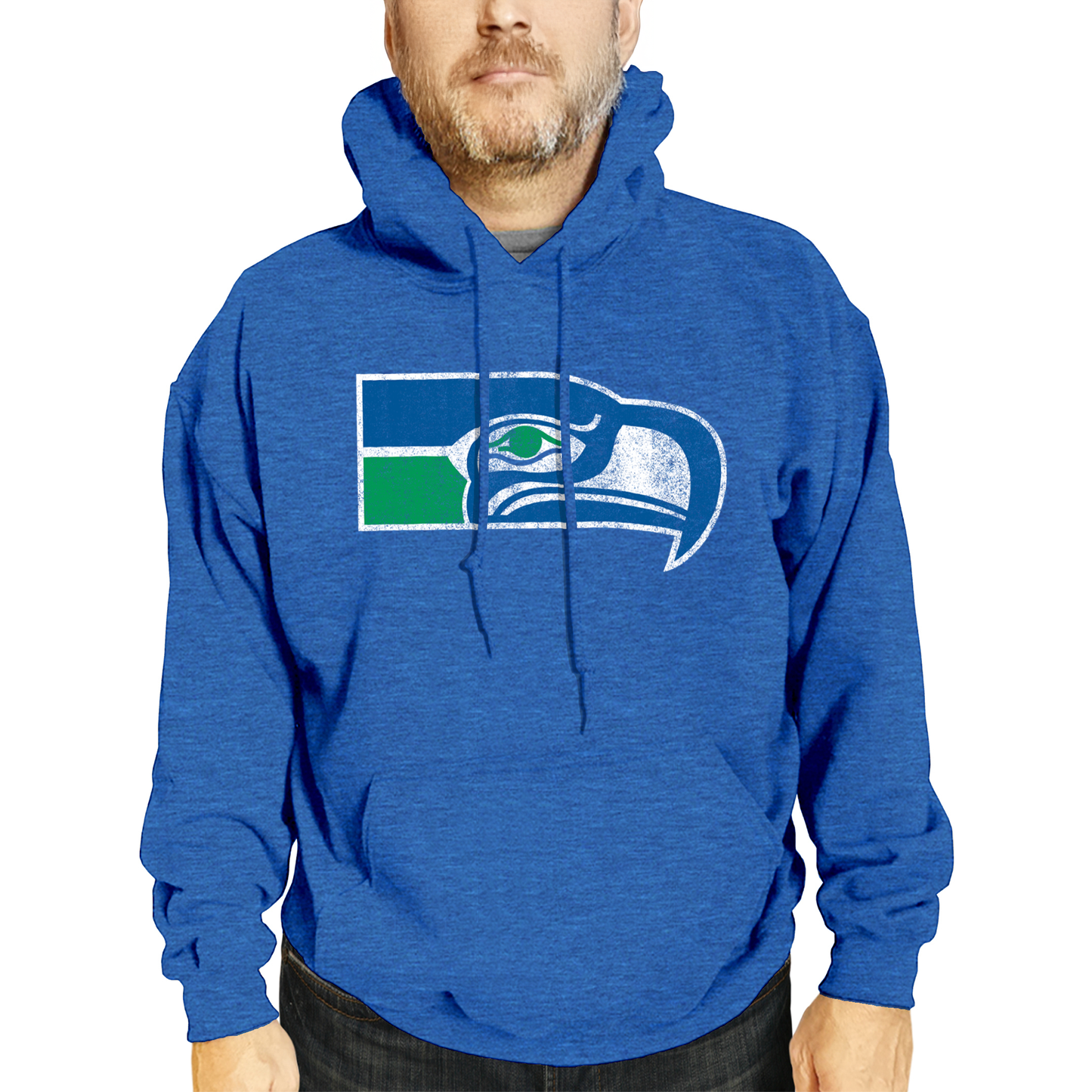Seattle Seahawks NFL Adult Unisex Modern Throwback Ultra Soft Fleece Hooded Sweatshirt - Royal