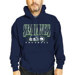 Seattle Seahawks NFL Adult Unisex Overtime Blueprint Soft Fleece Hooded Sweatshirt - Navy