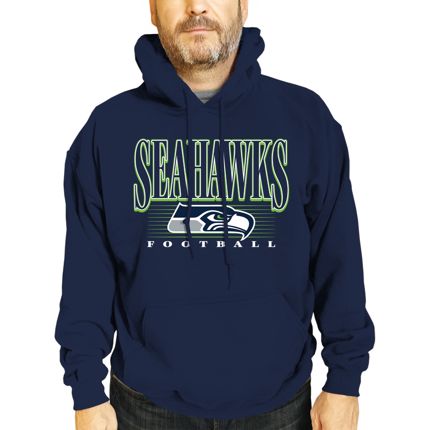 Seattle Seahawks NFL Adult Unisex Overtime Blueprint Soft Fleece Hooded Sweatshirt - Navy