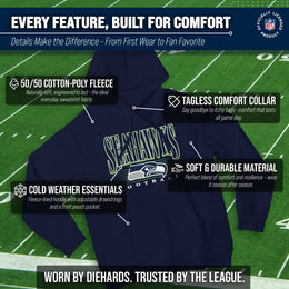 Seattle Seahawks NFL Adult Unisex Overtime Blueprint Soft Fleece Hooded Sweatshirt - Navy