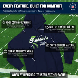 Seattle Seahawks NFL Adult Unisex Retro Script Ultra Soft Fleece Hooded Sweatshirt - Navy