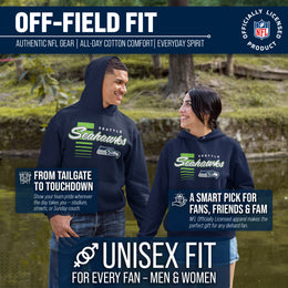 Seattle Seahawks NFL Adult Unisex Retro Script Ultra Soft Fleece Hooded Sweatshirt - Navy