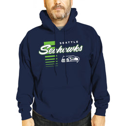 Seattle Seahawks NFL Adult Unisex Retro Script Ultra Soft Fleece Hooded Sweatshirt - Navy