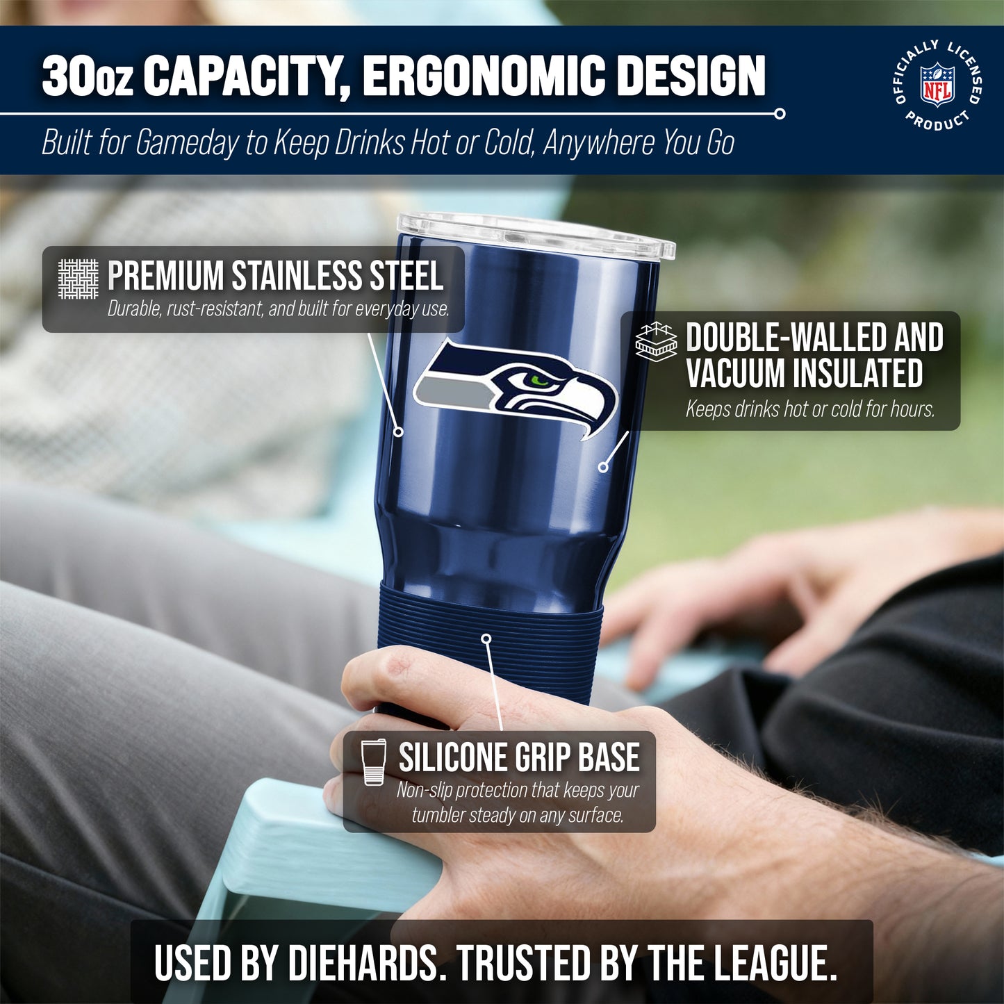 Seattle Seahawks NFL 30oz Gameday Stainless Steel Tumbler - Navy