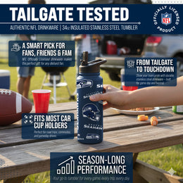 Seattle Seahawks NFL 34Oz Native Quencher Water Bottle - Navy