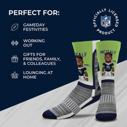 Seattle Seahawks FBF NFL Youth V Curve MVP DK Metcalf Player Crew Socks - Lime Green #14