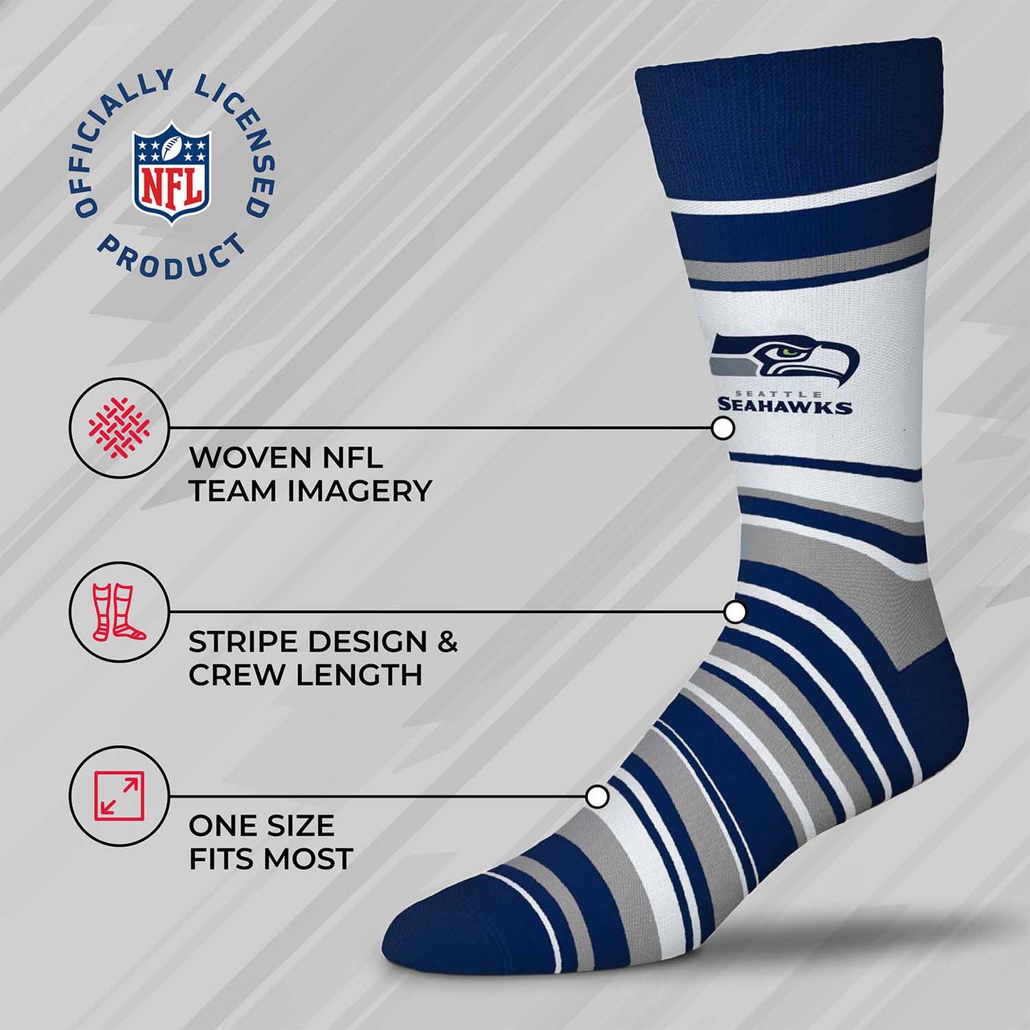 Seattle Seahawks NFL Adult Striped Dress Socks - Navy