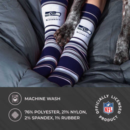 Seattle Seahawks NFL Adult Striped Dress Socks - Navy