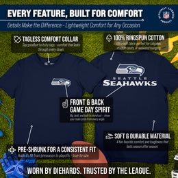 Seattle Seahawks NFL Pro Football Final Countdown Adult Cotton-Poly Short Sleeved T-Shirt For Men & Women - Navy