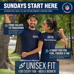 Seattle Seahawks NFL Pro Football Final Countdown Adult Cotton-Poly Short Sleeved T-Shirt For Men & Women - Navy