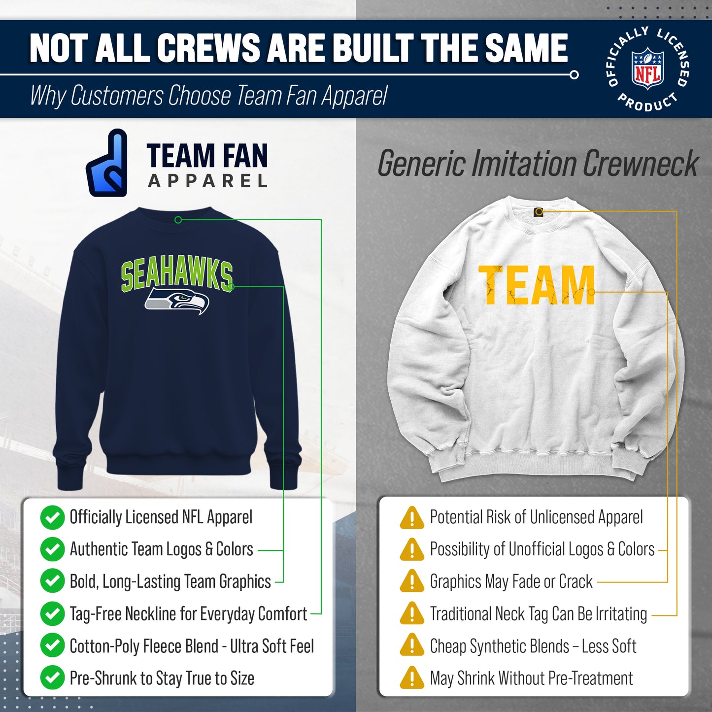 Seattle Seahawks NFL Home Team Crew - Navy