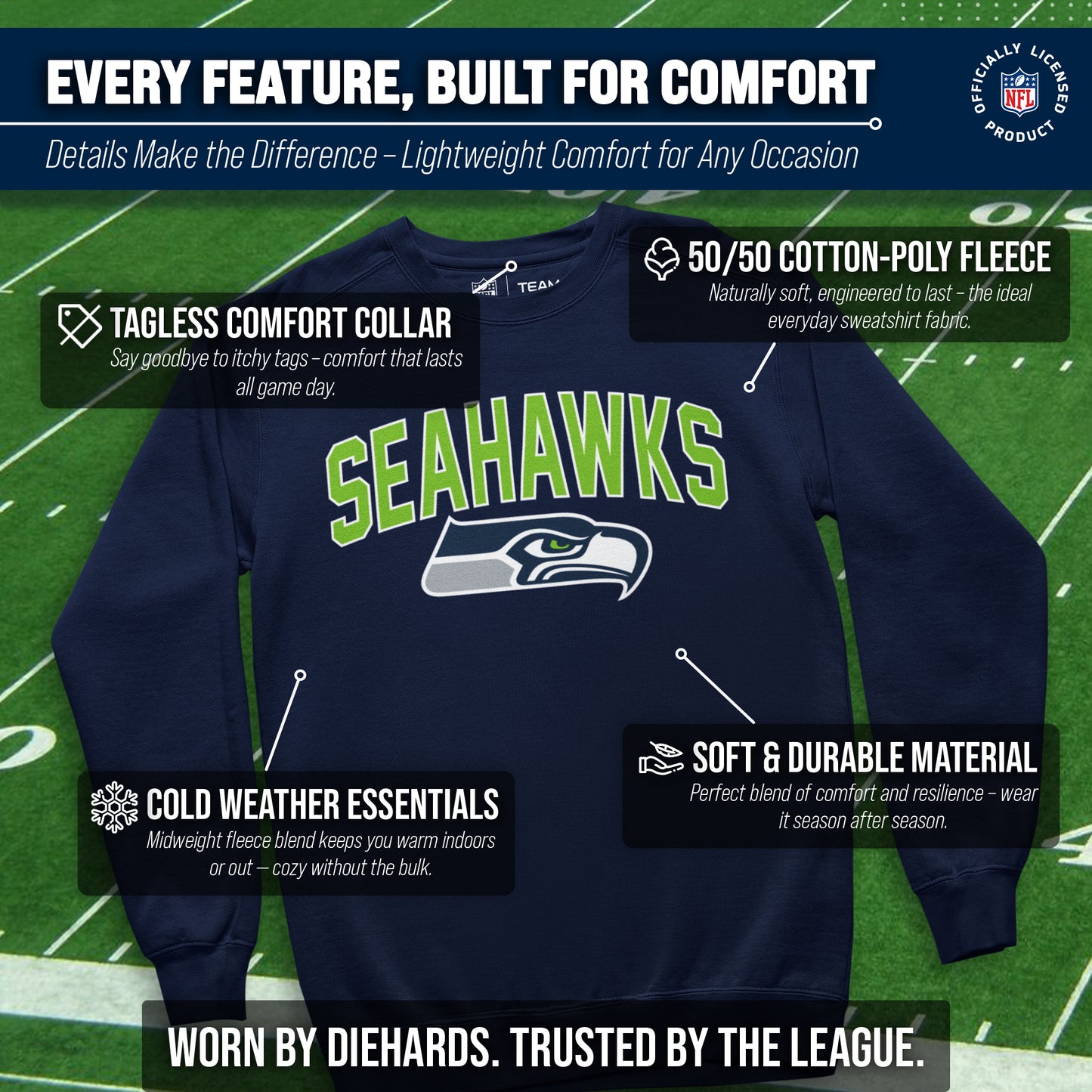 Seattle Seahawks NFL Home Team Crew - Navy