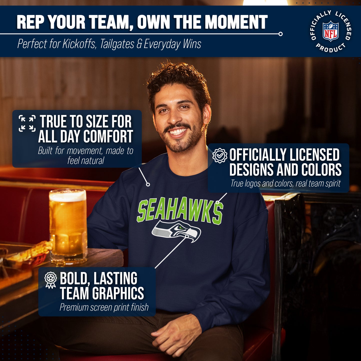 Seattle Seahawks NFL Home Team Crew - Navy