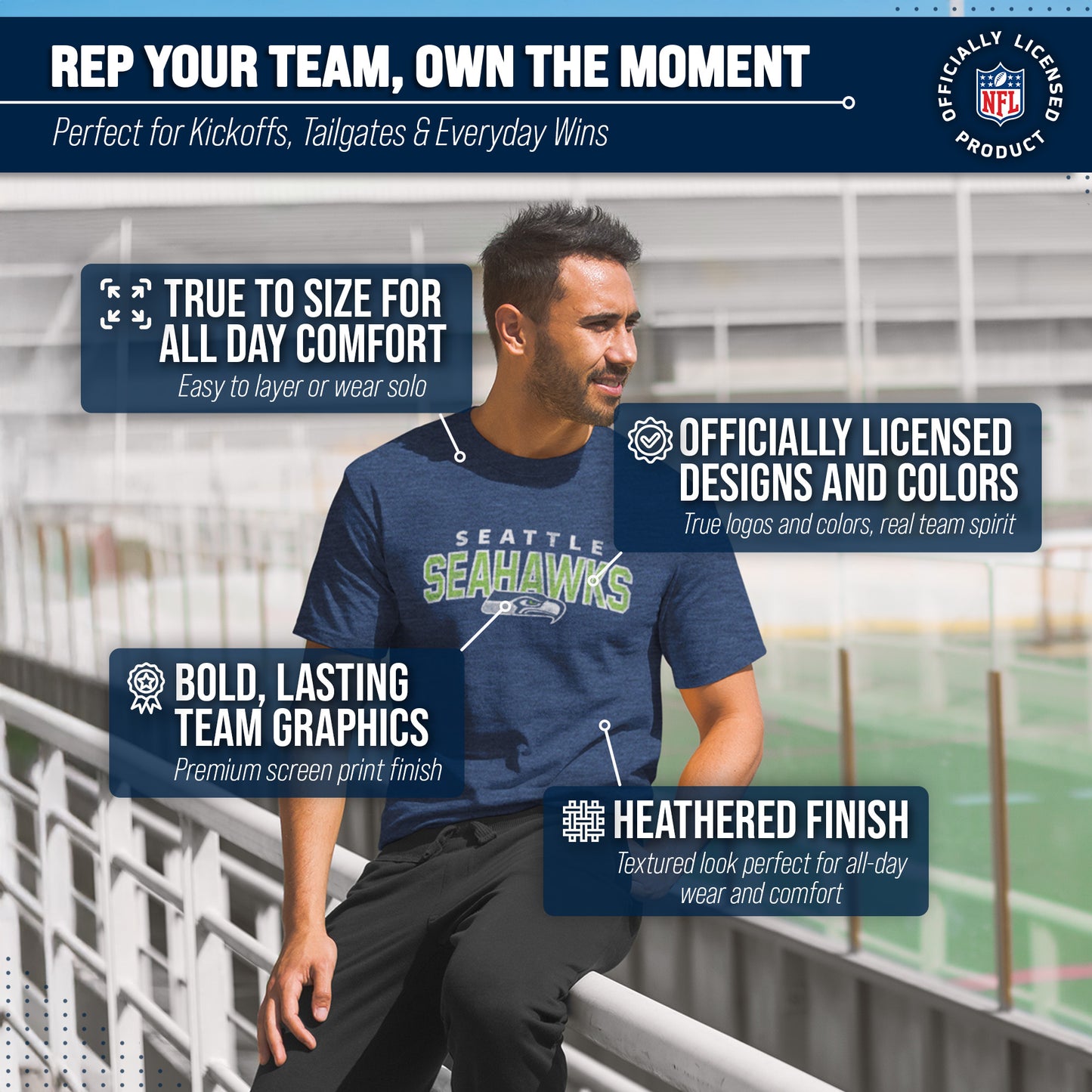 Seattle Seahawks NFL Starting Fresh Short Sleeve Heather T-Shirt - Navy