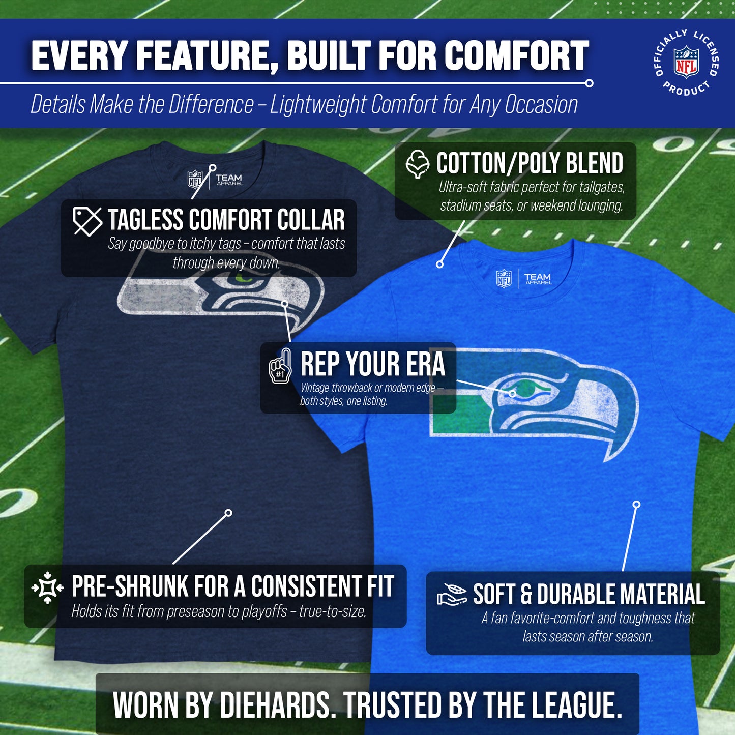 Seattle Seahawks NFL Modern Throwback T-shirt - Royal