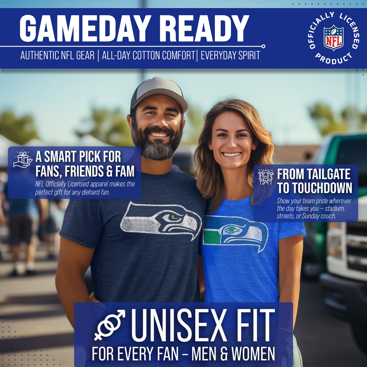 Seattle Seahawks NFL Modern Throwback T-shirt - Royal