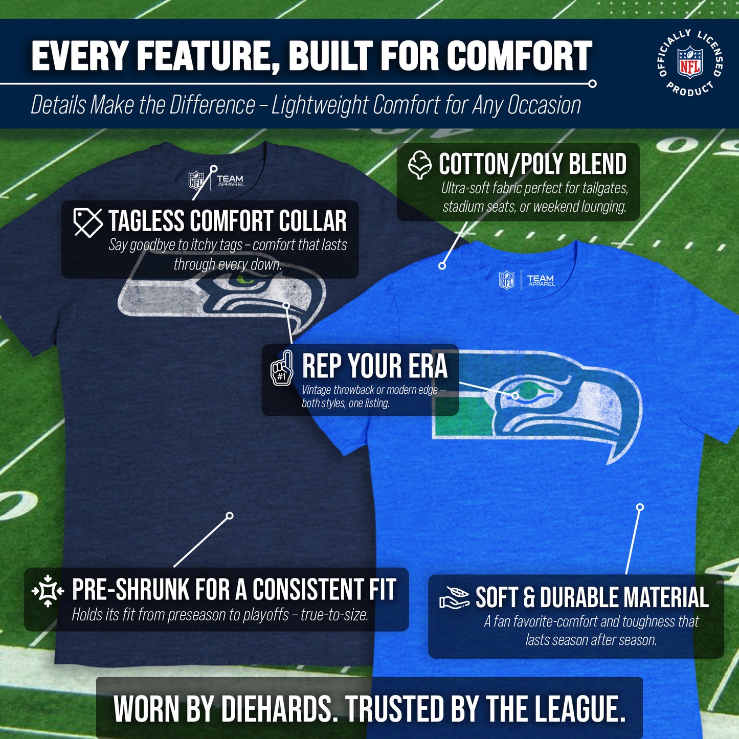 Seattle Seahawks NFL Modern Throwback T-shirt - Navy