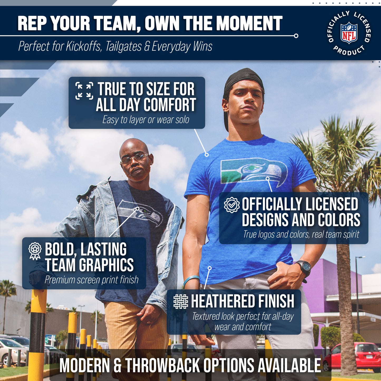 Seattle Seahawks NFL Modern Throwback T-shirt - Navy