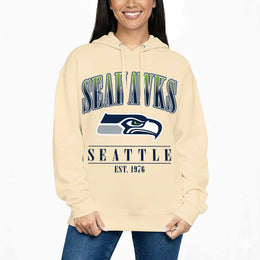 Seattle Seahawks Ladies NFL Starstruck Fleece Pullover Hooded Sweatshirt - Cream