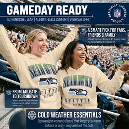 Seattle Seahawks Ladies NFL Starstruck Fleece Pullover Hooded Sweatshirt - Cream